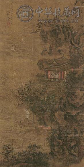 盛懋(传) 洞庭观潮 立轴 设色绢本