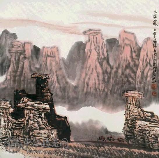 王文芳 古道 立轴 设色