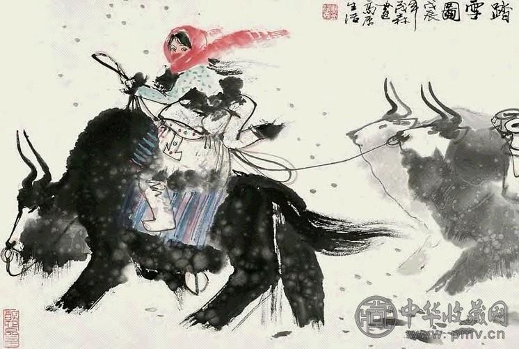 盖茂森 1988年作 踏雪图 镜心 设色纸本