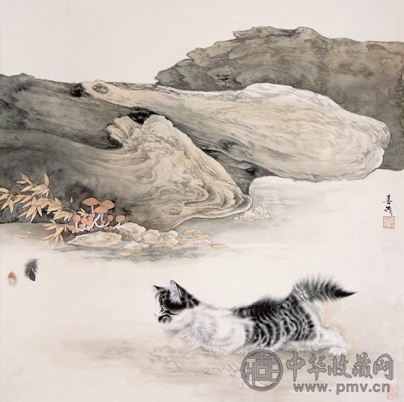 米春茂 猫 立轴 设色纸本