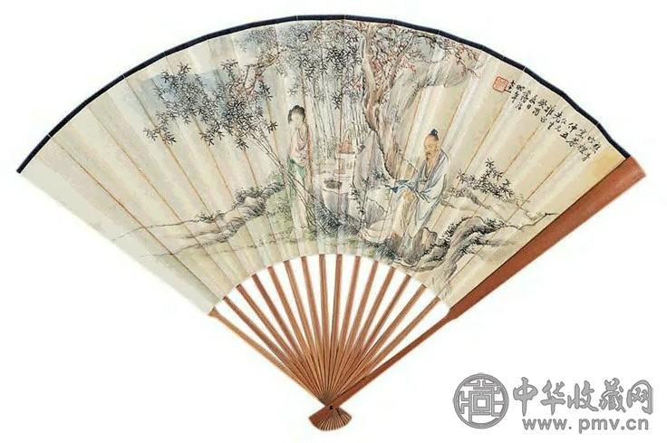 民国 蒋洽 烹茶图 扇面
