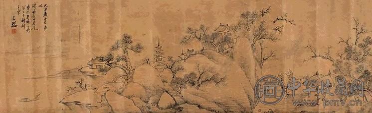 汪之瑞 1649年作 山水 镜心 水墨绫本