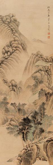 黄孝纾 1943年作 山水 立轴 设色纸本