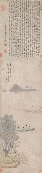 王建章 一六五零年作 琵琶行诗意 立轴 设色纸本