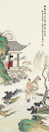 钱云鹤 辛未(1931年)作 人物故事图 立轴 设色纸本