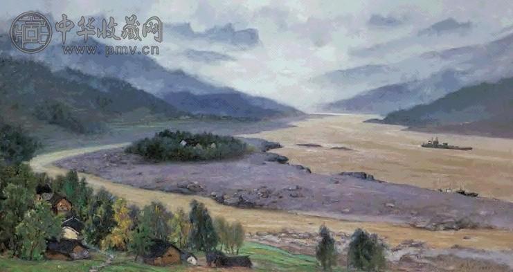 尹戎生 1987-1997年 记忆中的三峡 布面油画