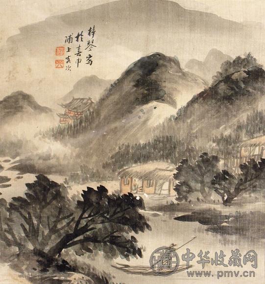 陈梓琴 溪山归渔 镜心 设色纸本