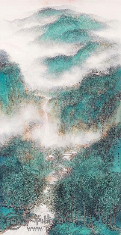 熊海 2005年作 春山清泉图 立轴 设色纸本