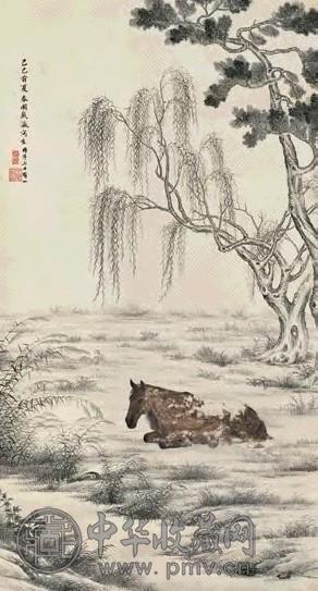 载瀛 1929年作 马 立轴 水墨纸本