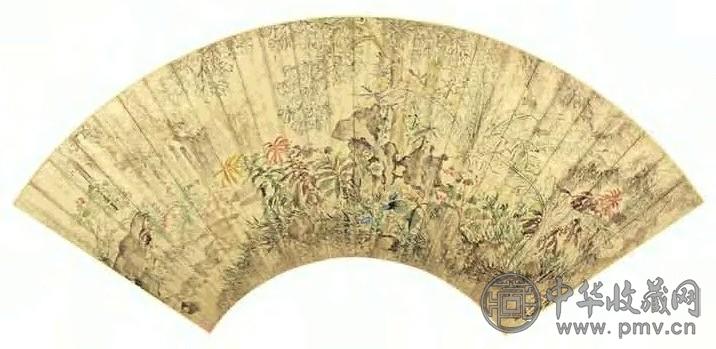 明 陈遵 九秋图 扇面