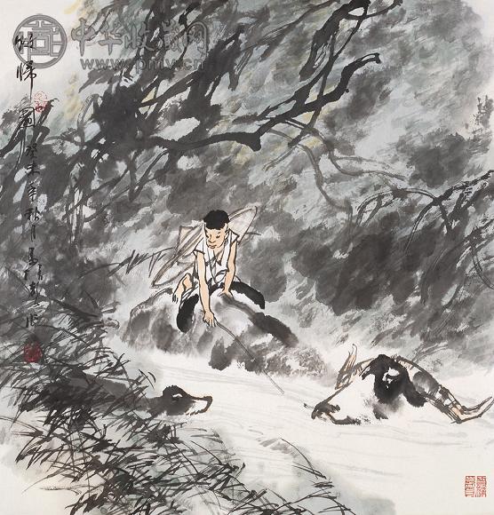 马振声 牧归图 镜心 设色纸本