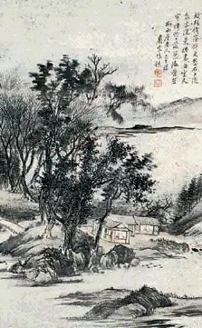 张栋 山水 镜心 设色纸本