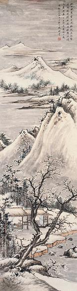 朱竹云 丁丑(1937年)作 寒雪炉煨 立轴 设色纸本