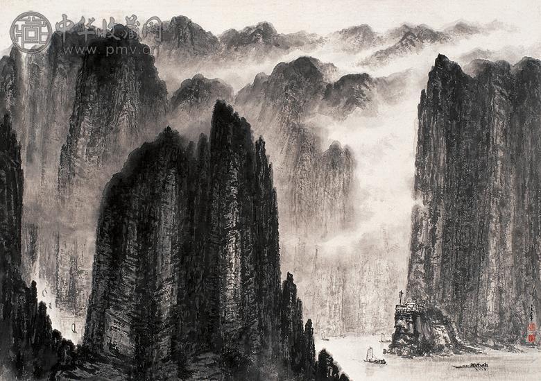 陈金章 峡中行 镜心 水墨纸本