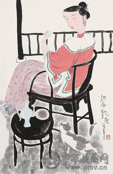 胡永凯 浅酌 设色纸本