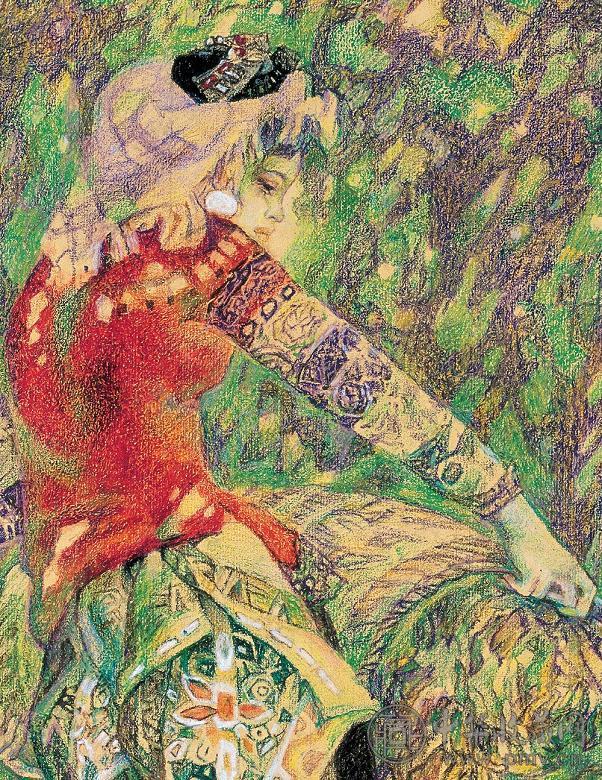 江碧波 豆角熟了 布面 油画