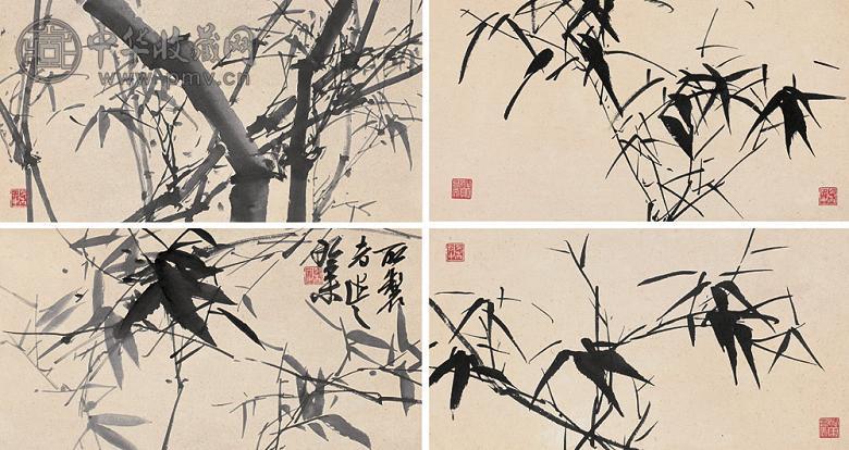 陈丙光 癸未(2003年)作 墨竹 立轴(16开选4) 水墨纸本