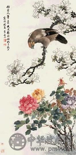 徐源舫 富贵花鸟图 立轴 设色纸本