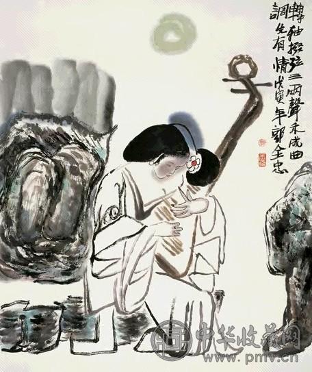 郭全忠 仕女 镜心 设色纸本