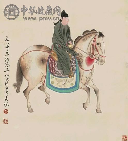 陆鸿年 人物 镜心 设色纸本