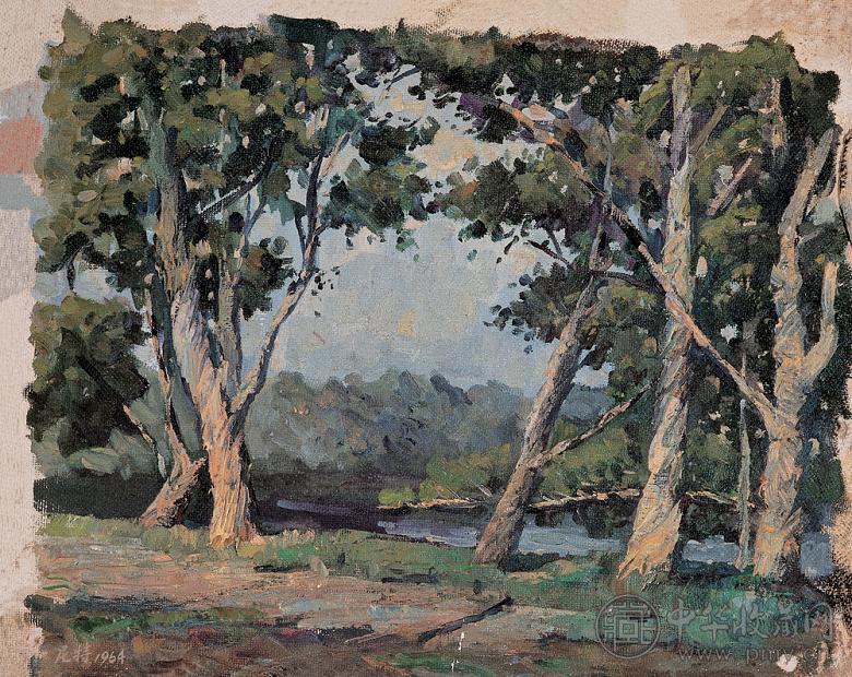 倪贻德 1964年作 风景 布面油画