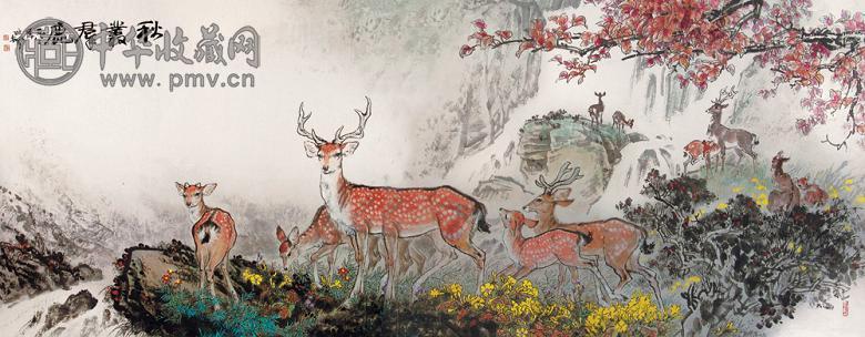 李延声 1983年作 秋丛群鹿 镜心 设色纸本