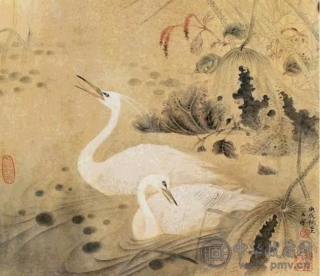 李金国 金秋系列—鹭鸣 镜心 设色金笺