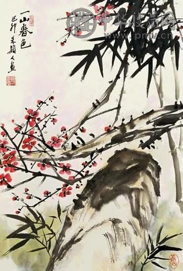 朱颖人 梅竹双清 立轴 设色纸本