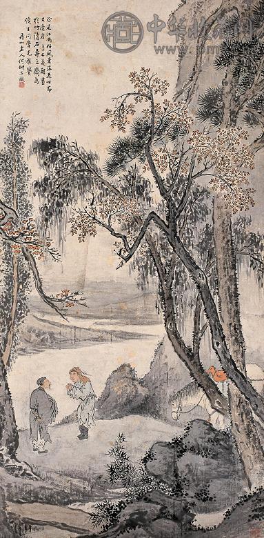 何丹山 辛巳(1881年)作 山水 立轴 设色纸本