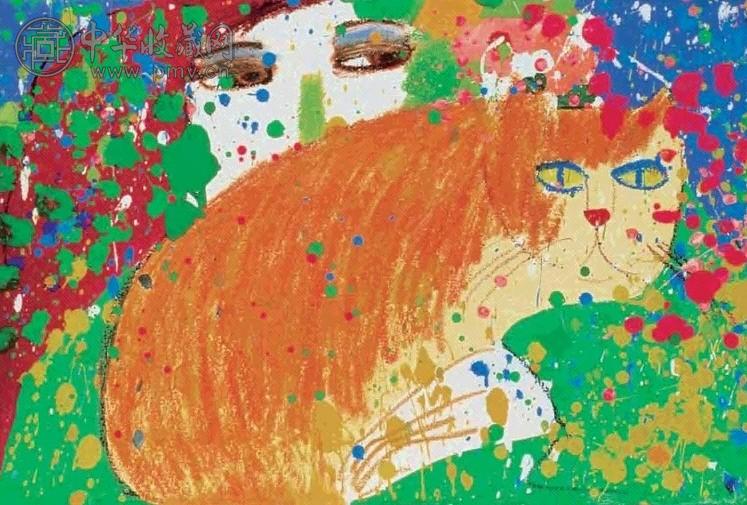 丁雄泉 1985年作 亲爱的猫咪 压克力 画布