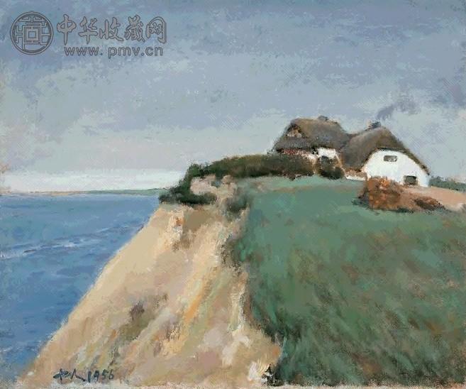 艾中信 1956年作 渔地农家 油彩画布