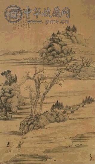 元隽 1771年作 秋山雨后 立轴 设色绢本