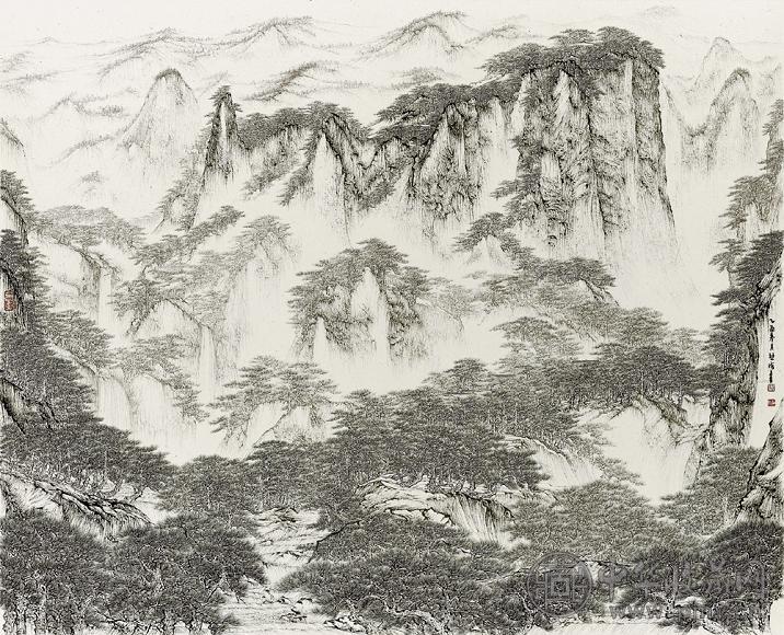 熊海 2005年作 深山清泉图 镜心 水墨纸本