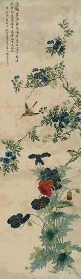 骆绮兰 花卉 立轴 绢本