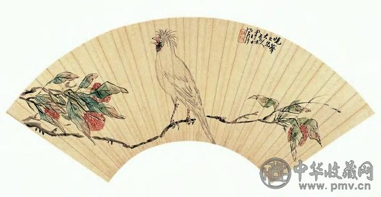 王维翰 花鸟 扇面 设色纸本