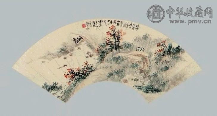 吴梅 山水 扇面 纸本