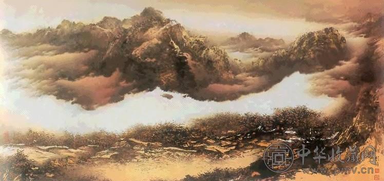 当代 顾媚 秋山云海 镜心