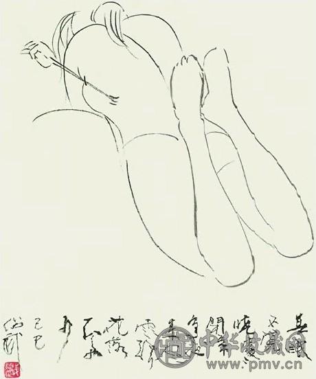 钱绍武 1989年作 铁线人物 镜心 水墨纸本