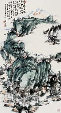 陆元鼎 武夷山游图 立轴 设色纸本