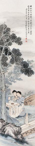 潘琳 1926年作 梧桐秋色 立轴 设色纸本