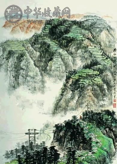 崔振宽 1975年作 《陕北的梯田》 镜心 设色纸本