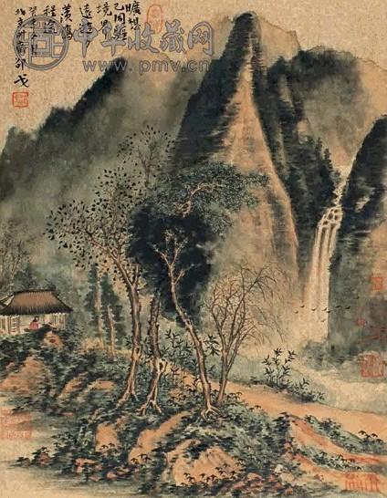 邵戈 幽山读书 镜心 设色纸本