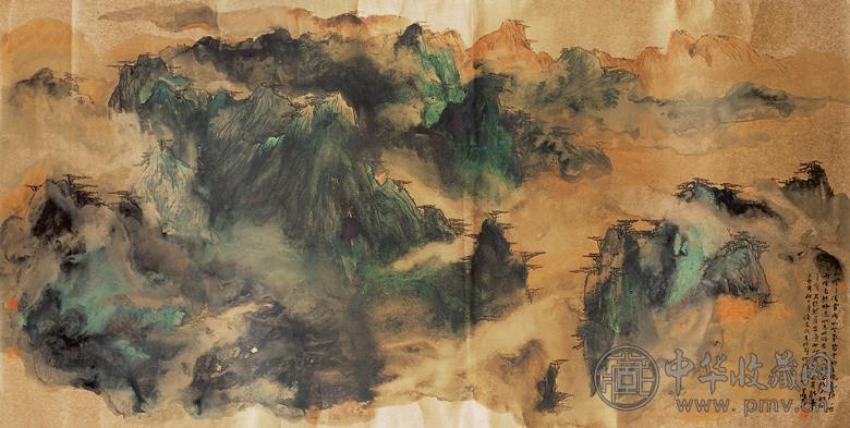 万鼎 2005年作 泼彩黄山 镜心 设色纸本