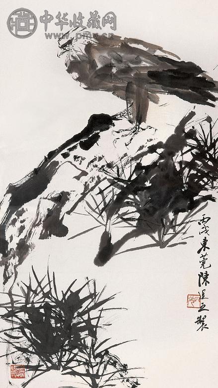 陈丙光 丙戌(2006年)作 松鹰图 镜心 水墨纸本