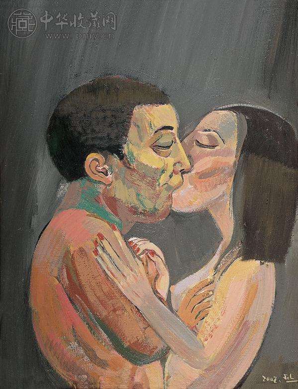申玲 吻 布面油画