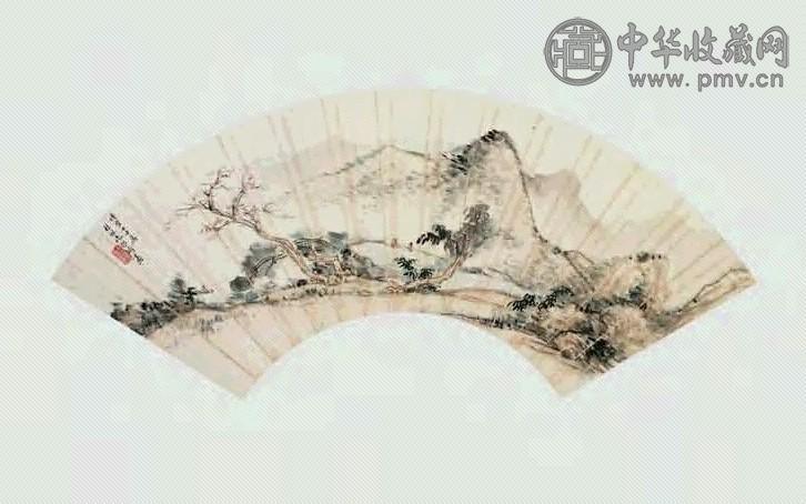 况维琦 山水扇面 镜心 设色纸本