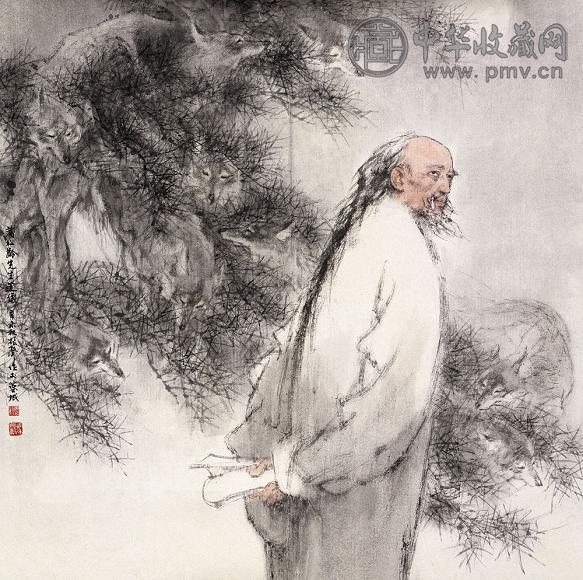 马振声 1991年作 聊斋 镜心 设色纸本