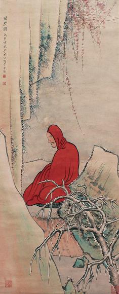 李凤公 罗汉 立轴 设色纸本