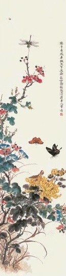 徐桢 蝶恋秋花图 立轴 设色纸本