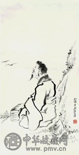 月舟 指画人物 立轴 水墨纸本